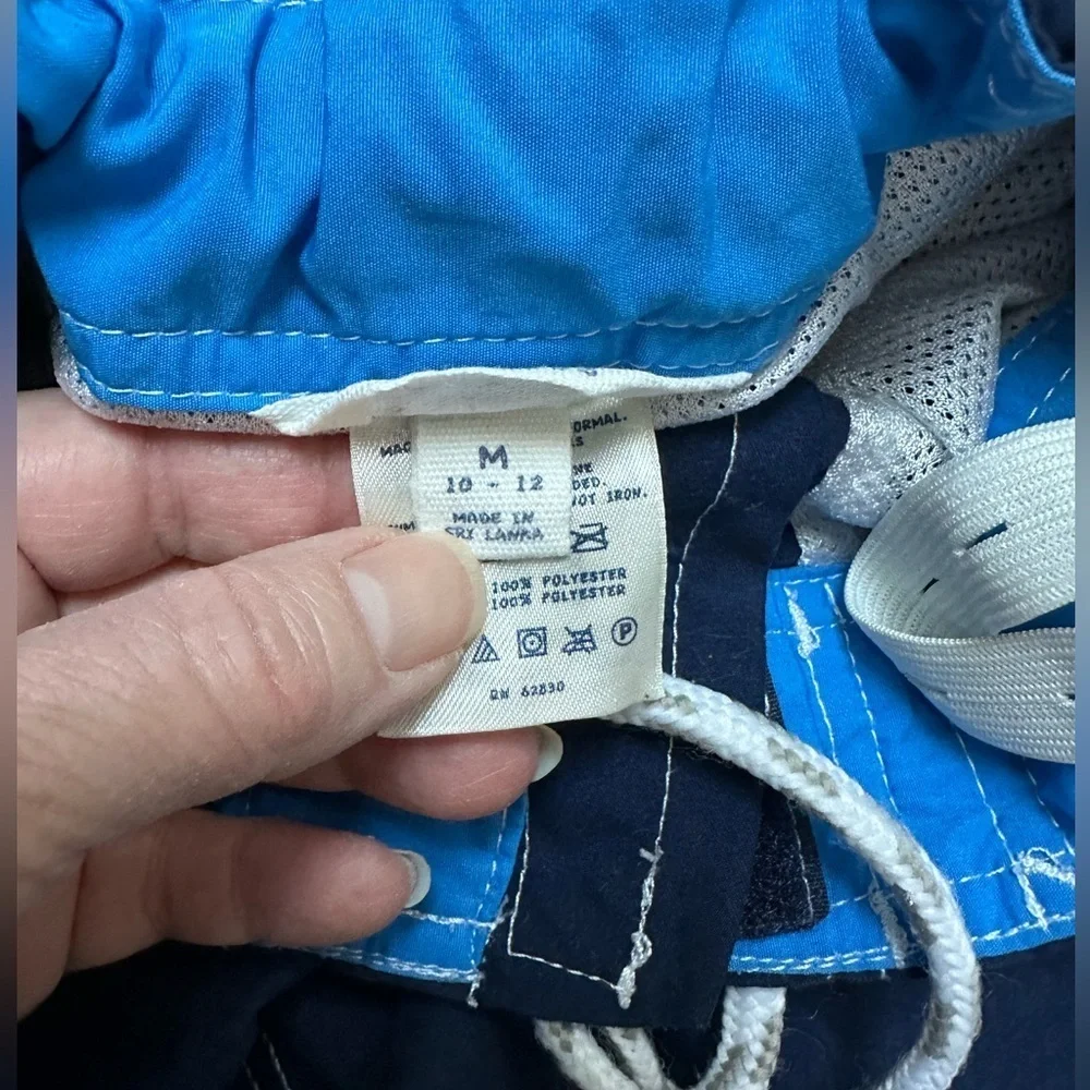 Lands End Kids Boys Swim Shorts Adjustable Elastic Waistband & Lace Tie Lined